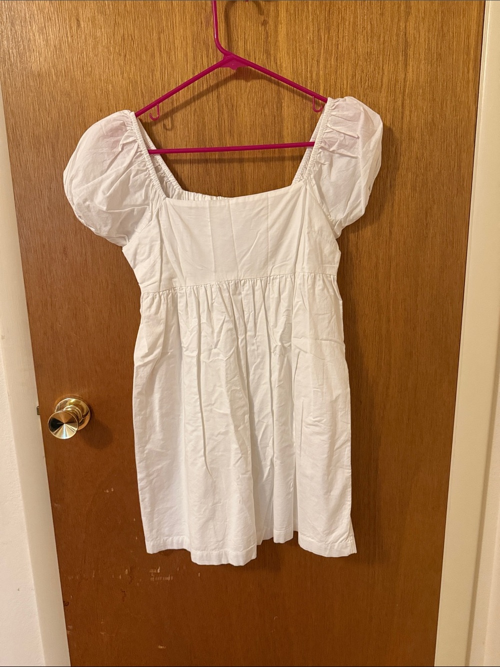Abound White Puff-Sleeve Square-Neck Kids Dress
